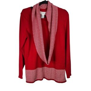 C.D. Petites Women's red & white top/with attachable scarf - Size Petite Medium